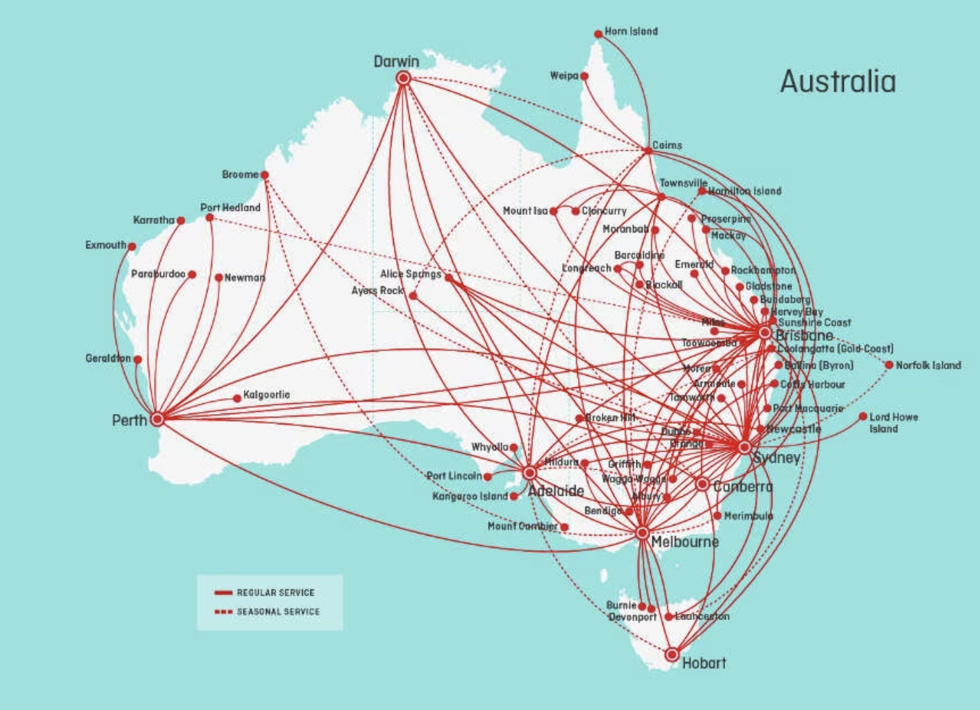 a map of australia with red lines and points